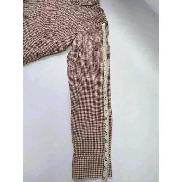 Eddie Bauer Flannel Shirt Mens L Dark Red Classic Fit Check Plaid Twill Cotton - Picture 3 of 10